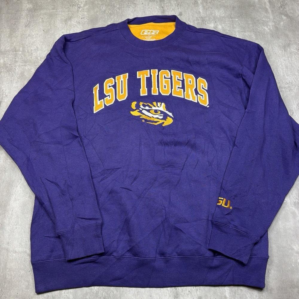 LSU Tigers Sweatshirt Mens XL Purple NCAA College Football Pullover Crewneck E5